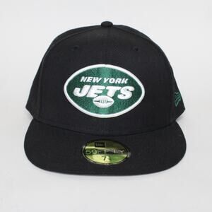 New Era 59Fifty New York Jets Black On Field Fitted Hat Cap Size 7 5/8